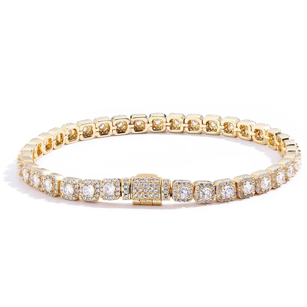 ESKEEM Fashion Jewelry 5mm Iced Tennis Bracelet White Gold Round Cut Diamond Inlaid 5A Zircon Women's Bracelet ﻿ ﻿