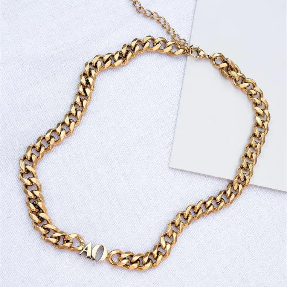 8mm Cuban Thick Name Necklace Rectangular Buckle Custom Letter Chain 314L Stainless steel Personalized Pendant Gift