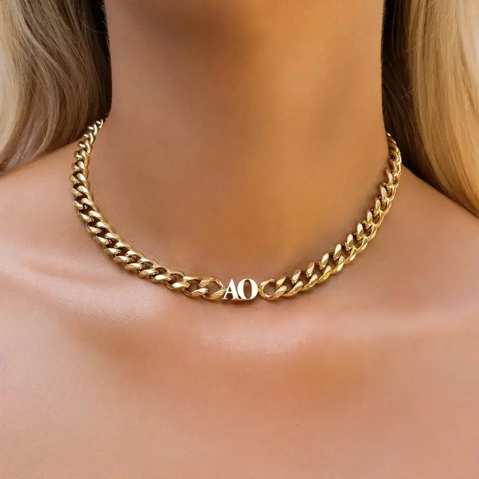 8mm Cuban Thick Name Necklace Rectangular Buckle Custom Letter Chain 314L Stainless steel Personalized Pendant Gift