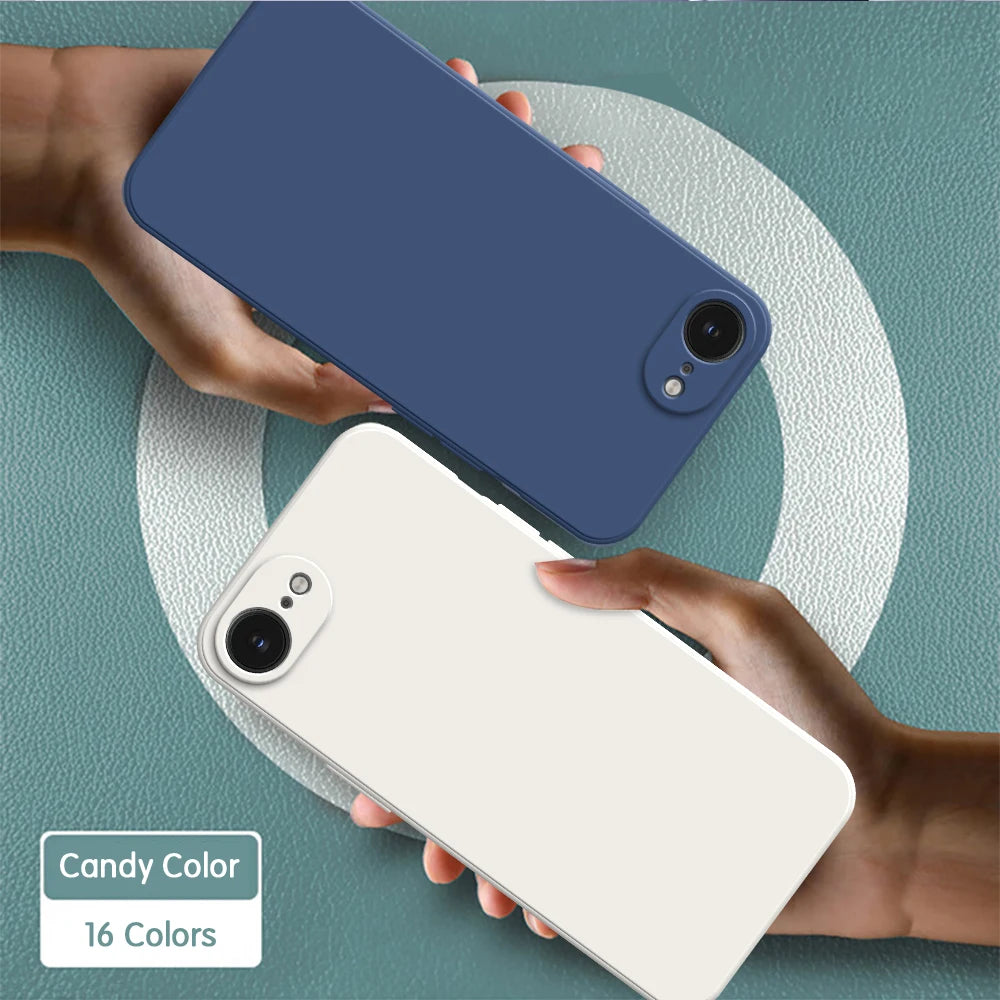 R&z - case iPhone 16E 16 Pro Max Plus 5G Plain Silicone Basic Classic Straight Edge Back Cover