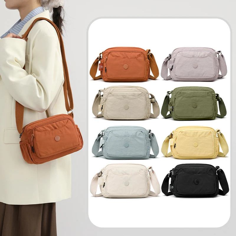 2025 New Jialongshi Fashionable and Versatile Women's Single Shoulder Bag, Casual and Simple Crossbody Bag, Waterproof Nylon Fab