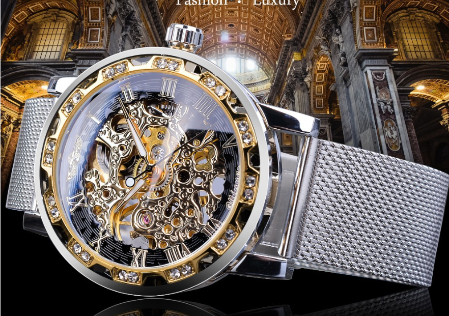 R&Z - Men's Semi-Automatic Diamond-Embedded Mechanical Watch