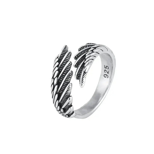 925 Sterling Silver Angel Wing Feather Adjustable Rings For Women Engagement Wedding Luxury Jewelry Accessories