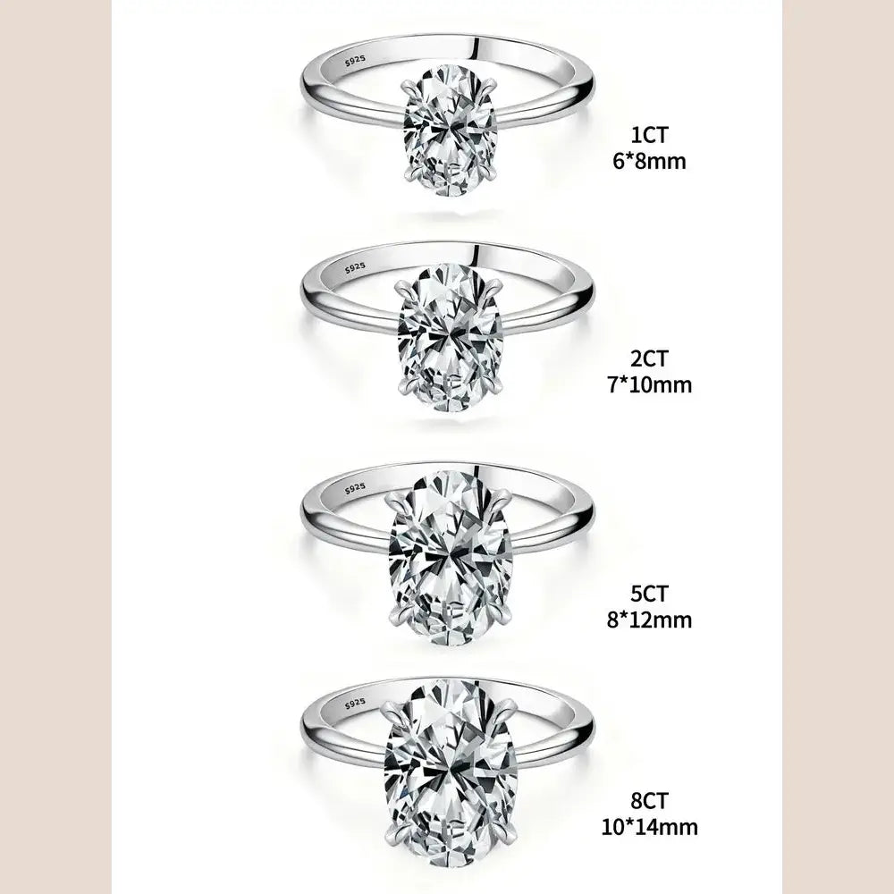 925 Sterling Silver Luxury Shiny 1-8CT Zircon Engagement Ring Wedding Band For Women Promise Eternity Ring Fine Jewelry