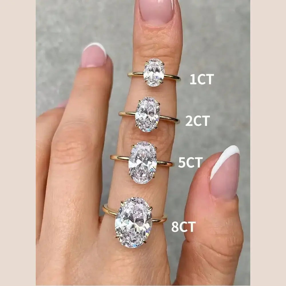 925 Sterling Silver Luxury Shiny 1-8CT Zircon Engagement Ring Wedding Band For Women Promise Eternity Ring Fine Jewelry