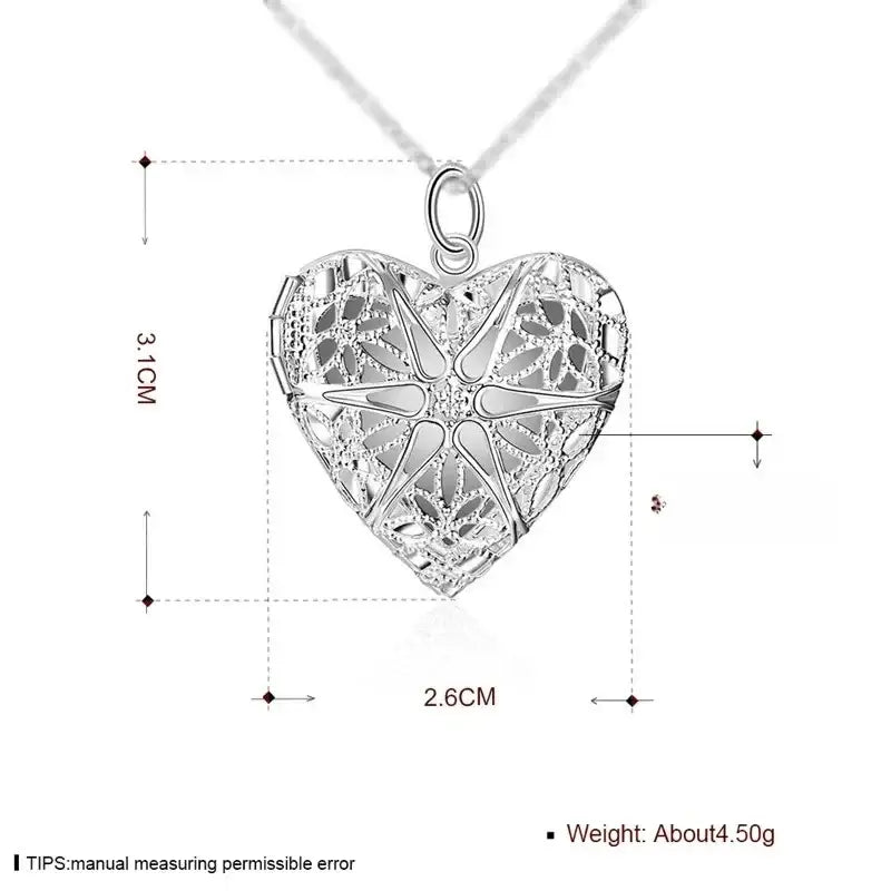 925 Sterling Silver Photo Frame Pendant Necklace 18/20/22/24 Inch Snake Chain For Woman Charm Wedding Fashion Jewelry