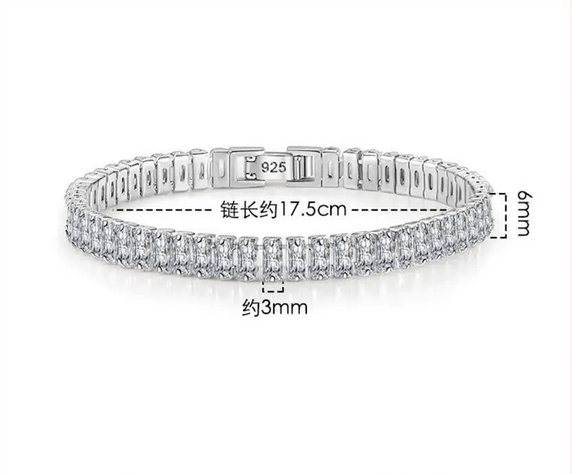 3*5mm Radiant Cut Moissanite Tennis Bracelet 100% S925 Silver Lab Diamond for Women Men HipHop Hand Chain Fine Jewelry Gift