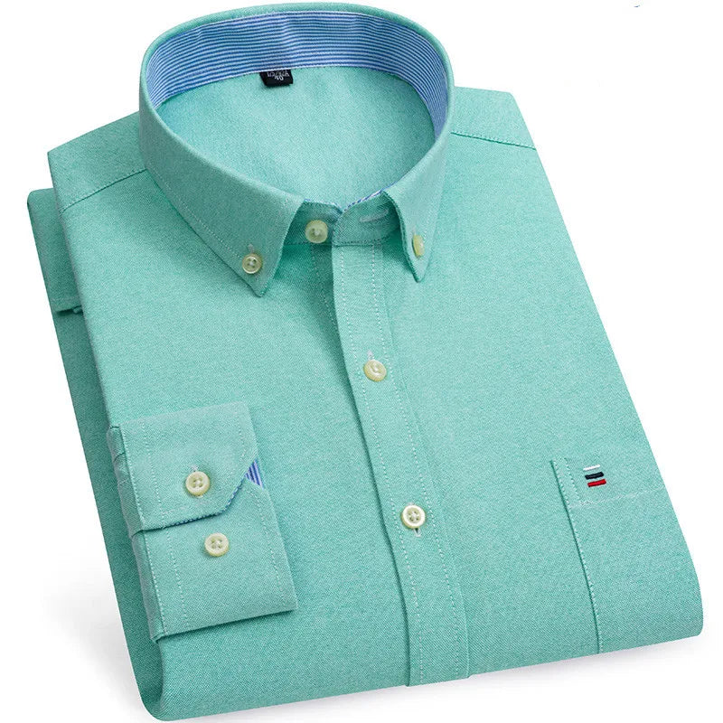 R&z - Men's 100% Cotton Shirt Long Sleeve Plaid Oxford Casual Solid Color Print Regular Fit Formal Dress Shirt Oversized 7XL  6XL 5XL