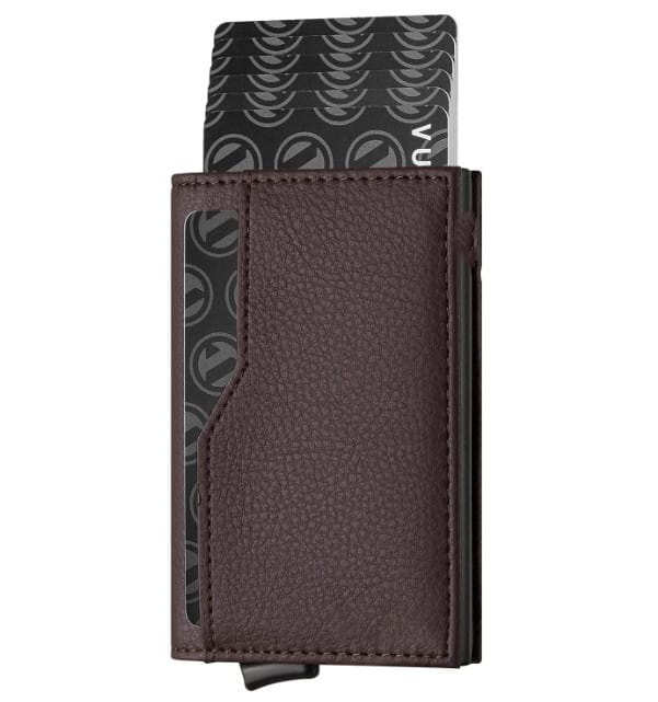 RFID Blocking Automatic Leather Wallet with ID Windows