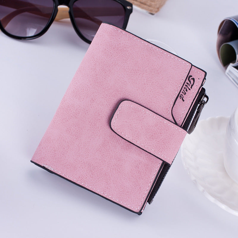 Korean Matte Leather Zipper Wallet and Coin Purse