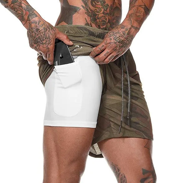 R&z - Men Sport Shorts  Sportswear Double-deck Running Shorts