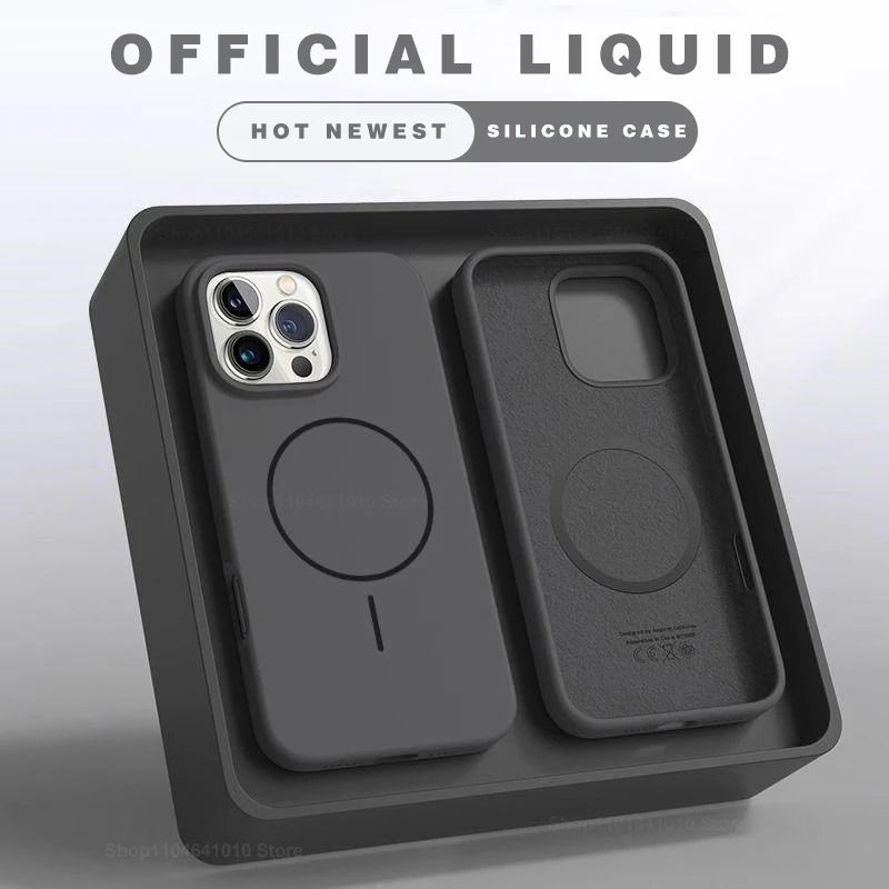 R&z - Case For iPhone 15 14 16 Plus 11 17 13 16 Pro Shockproof Silicone Cover Magsafe Wireless Charge Phone Accessories