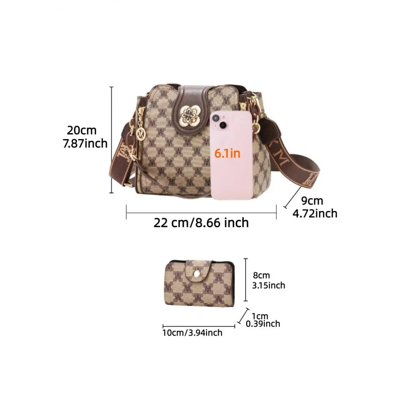 vintage letter printed shoulder bag, fashionable and versatile crossbody bag, suitable for work and daily use