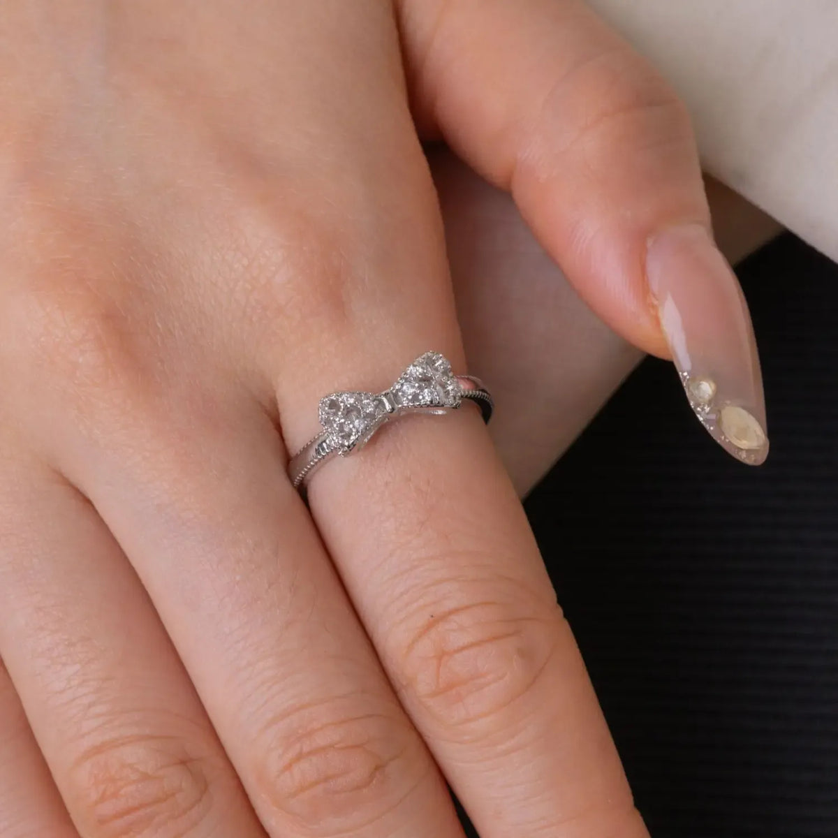 Adjustable Bow-Knot Zircon Ring