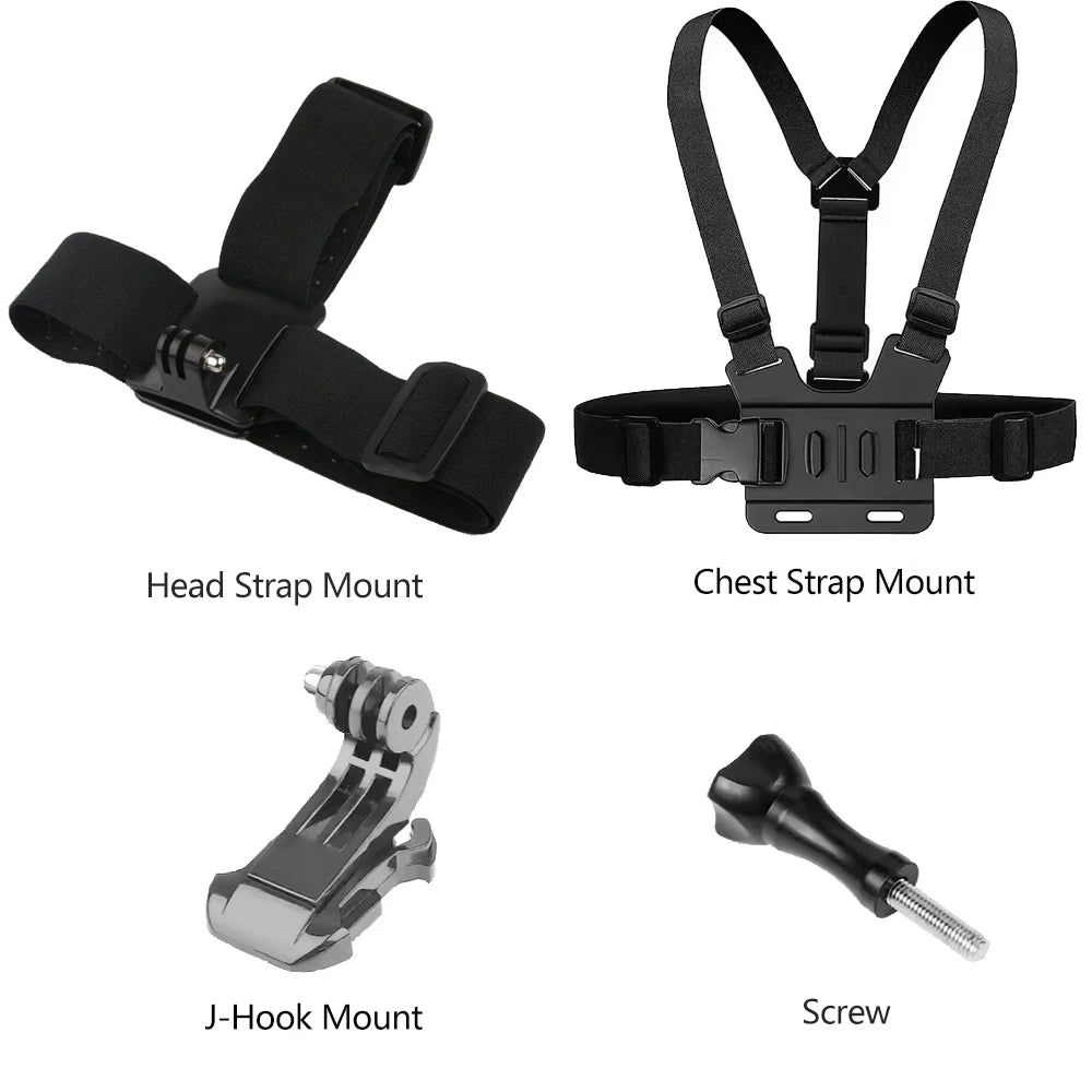 R&z - Kit Head Strap Chest Strap Mount Adjustable Holder for GoPro Phone DJI Osmo SJCAM AKASO insta360