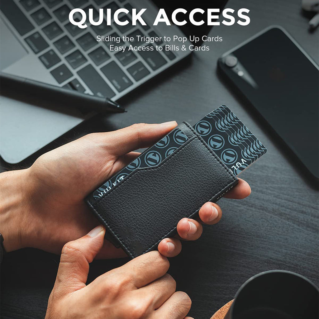 RFID Blocking Automatic Leather Wallet with ID Windows