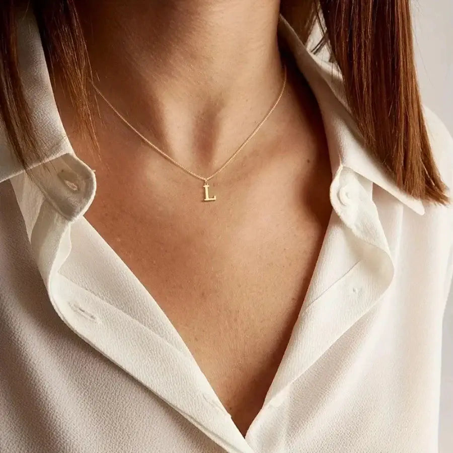 A-Z Initial Necklace 18K Gold Plated Necklace Cute Letter Stainless Steel Necklace for Women - 45cm / L