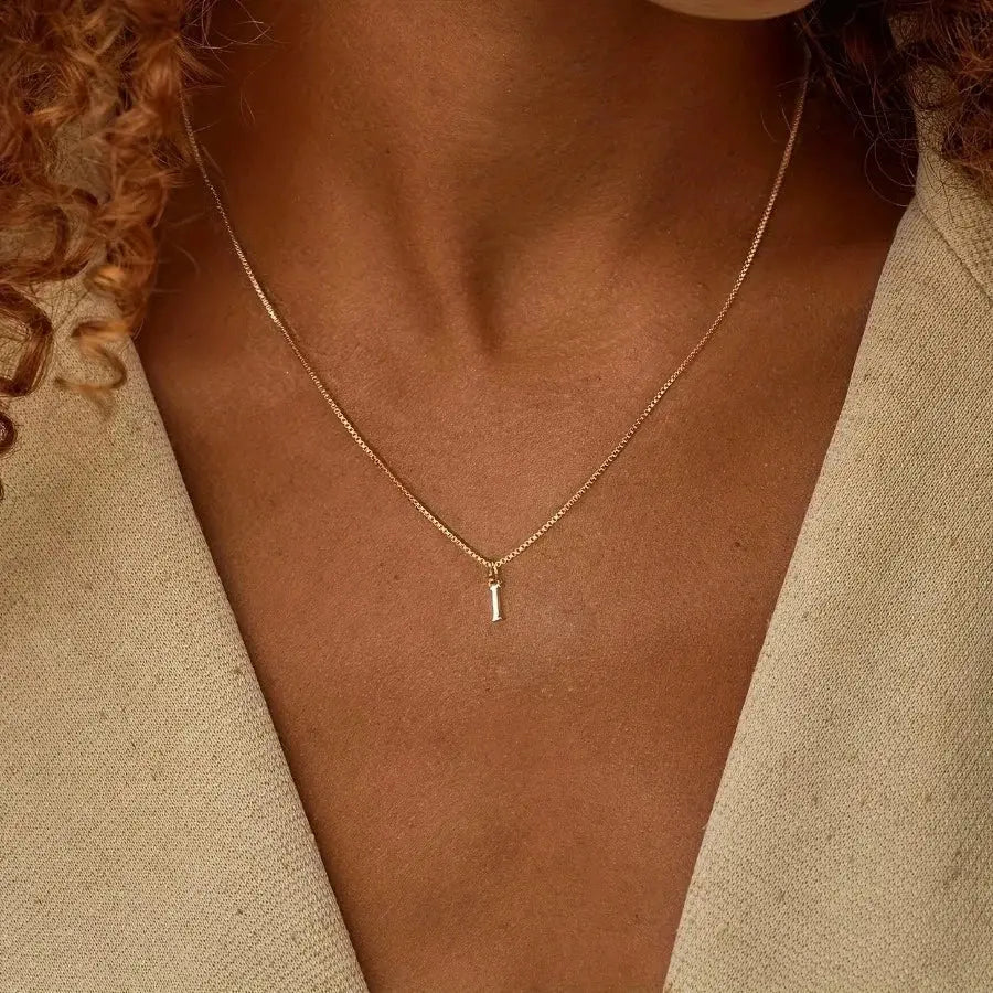 A-Z Initial Necklace 18K Gold Plated Necklace Cute Letter Stainless Steel Necklace for Women - 45cm