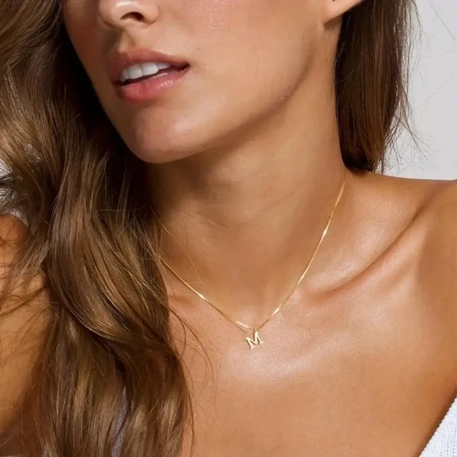 A-Z Initial Necklace 18K Gold Plated Necklace Cute Letter Stainless Steel Necklace for Women - 45cm / M