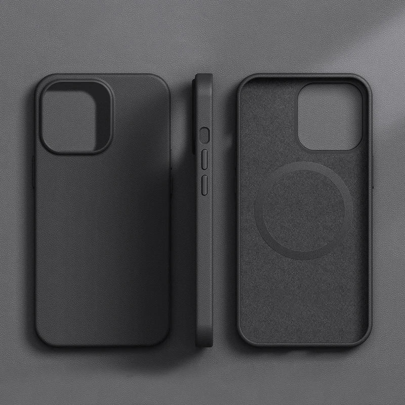R&z - Original Leather Wireless Charging Animation Cases for iPhone 16 15 14 13 Pro Max Magsafe Phone Case Magnetic Cover Accessories