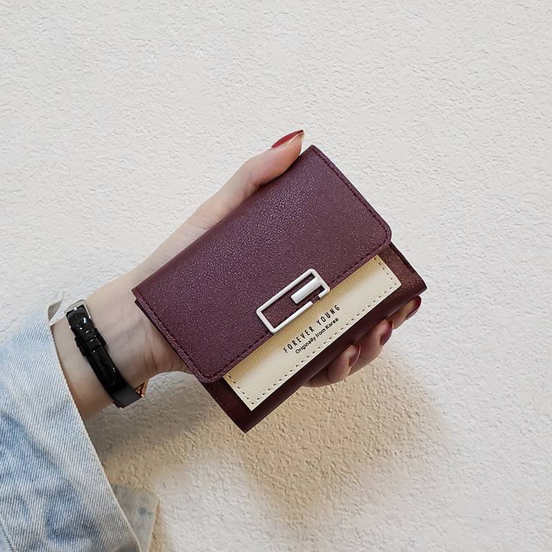 Women's Fashion Simple Folding Wallet with Contrast Design