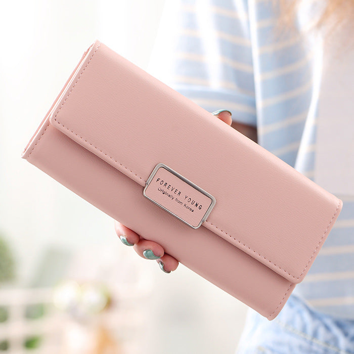 High Quality Solid Color Three Fold Women's Wallet