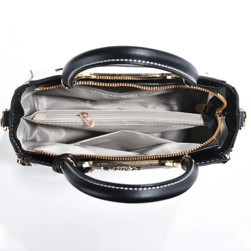 3-piece set of high-quality embroidered handbags, suitable for daily outings, dates and work. Fashionable versatile color-blocki