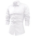 R&z - Silk cotton long sleeved shirt men's pure white shirt 2025 spring high-end sense inch shirt casual business suit formal wear