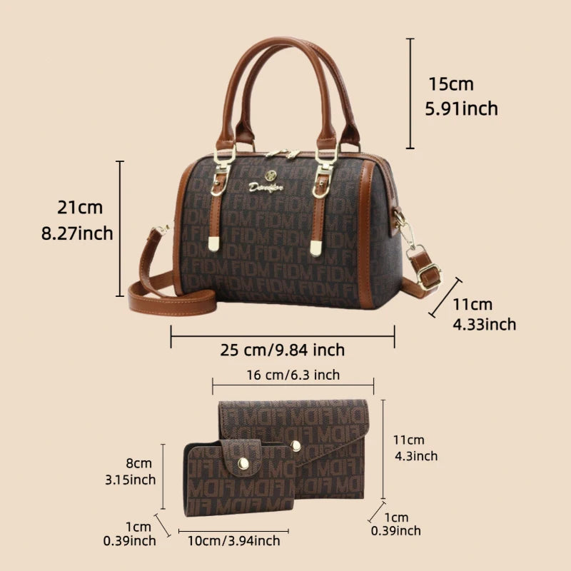 3-Piece Women's Boston Bag Set