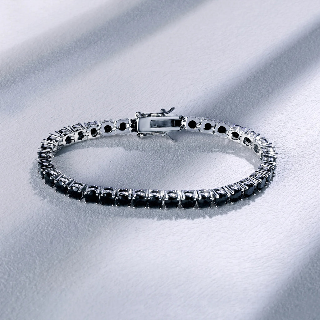 EUREKA 2025 New Design 4mm Inlaid Waterproof Tarnish Free Jewelry Copper Zircon Black Diamond Tennis Bracelet
