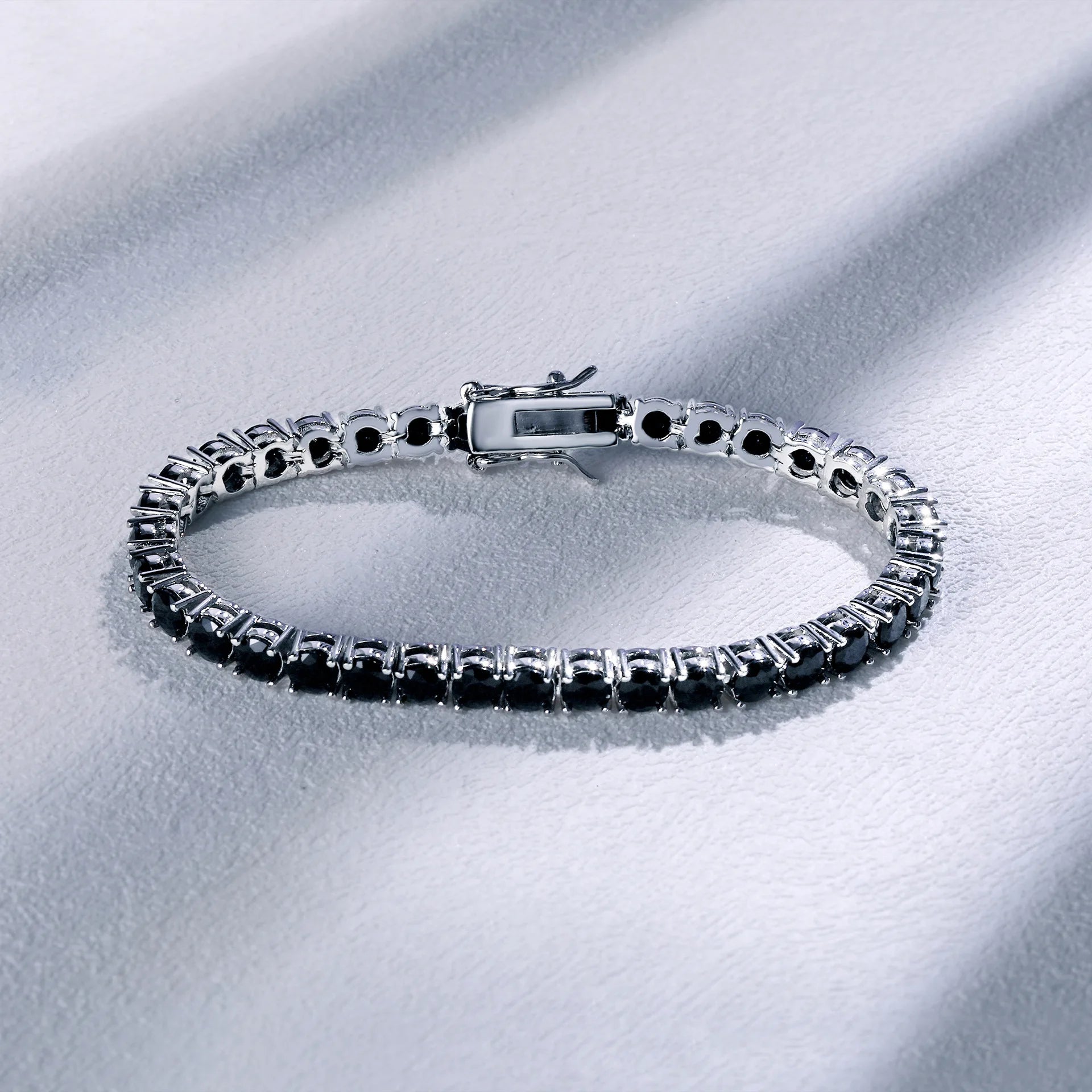 EUREKA 2025 New Design 4mm Inlaid Waterproof Tarnish Free Jewelry Copper Zircon Black Diamond Tennis Bracelet