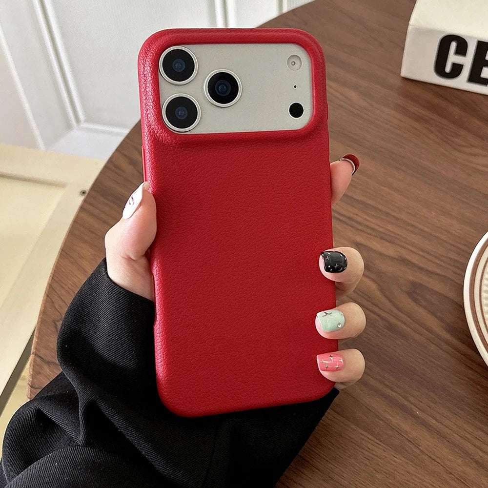 Luxury Leather Texture Phone Case For iPhone 17 Pro Max 17 Air 16 Plus 15 14 13 12 11 Pro Max Shockproof Soft TPU Cover Shell