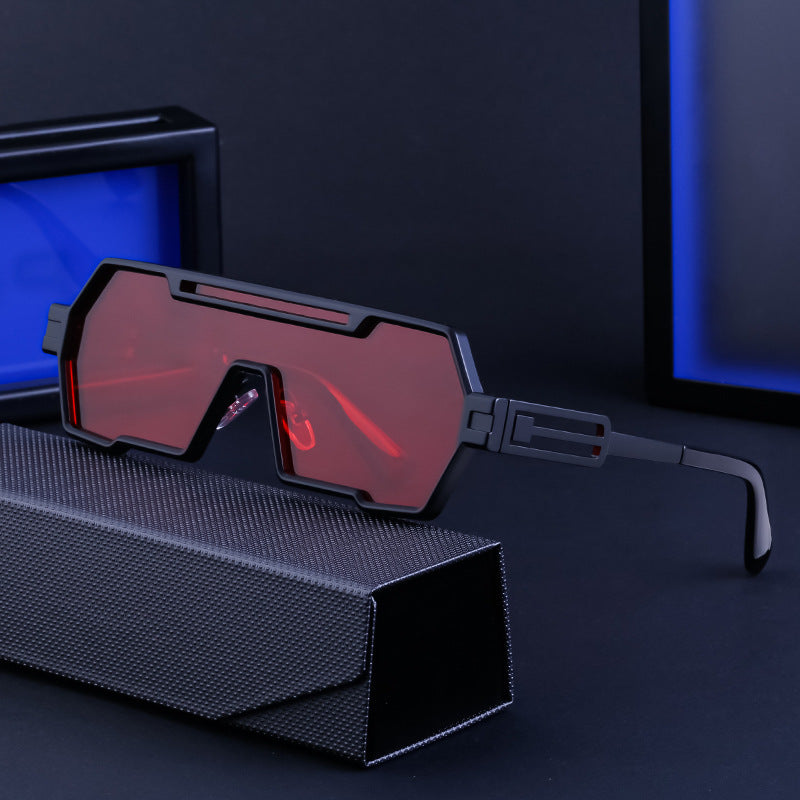 Futuristic Metal-Frame Sunglasses