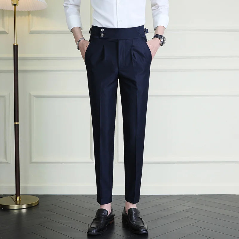 R&z - Pants Fashion Neapolitan Men's Slim Fit Business Office Social Wedding Trousers