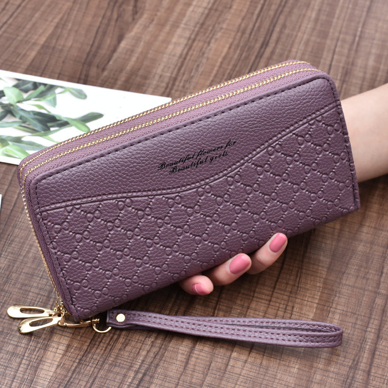 Large Double Zipper Clutch Wallet for Women