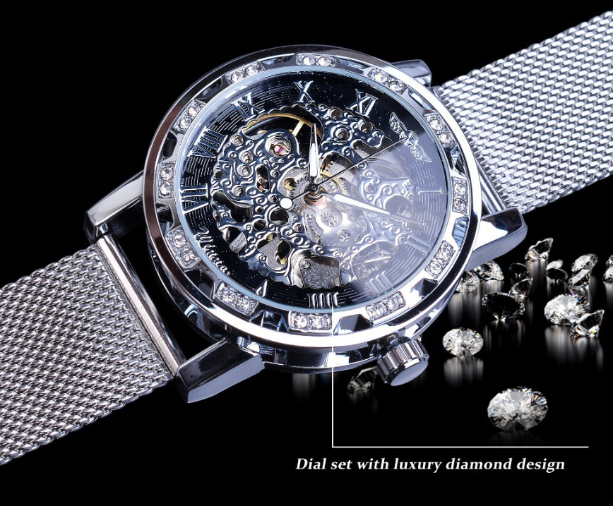 R&Z - Men's Semi-Automatic Diamond-Embedded Mechanical Watch