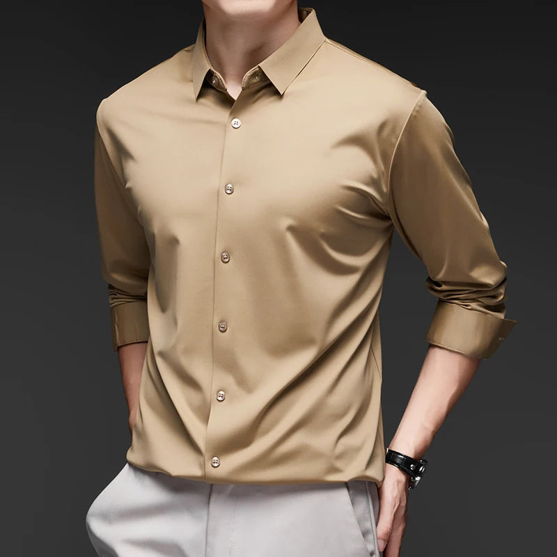 R&z - Premium Men's Ultra-Stretch Shirt - High-Quality Silky Business Formal Long-Sleeve Shirt for Social and Casual Wear