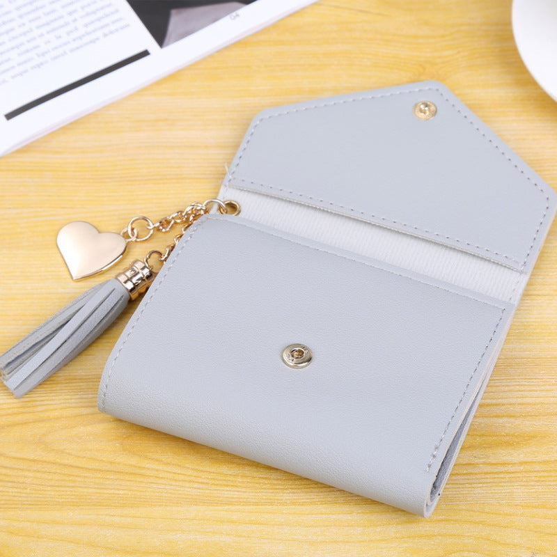 Tassel Wallet, Heart-shaped Purse, Pendant Clutch