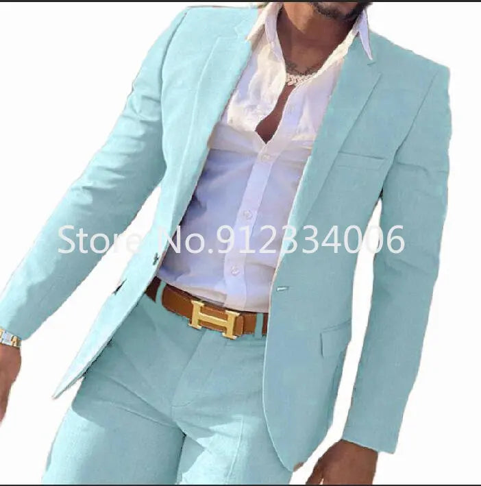 R&z - Slim Fit Wedding Groom Tuxedo Groomsmen Suits Male Fashion Smoking Costume Homme Blazer with Pants