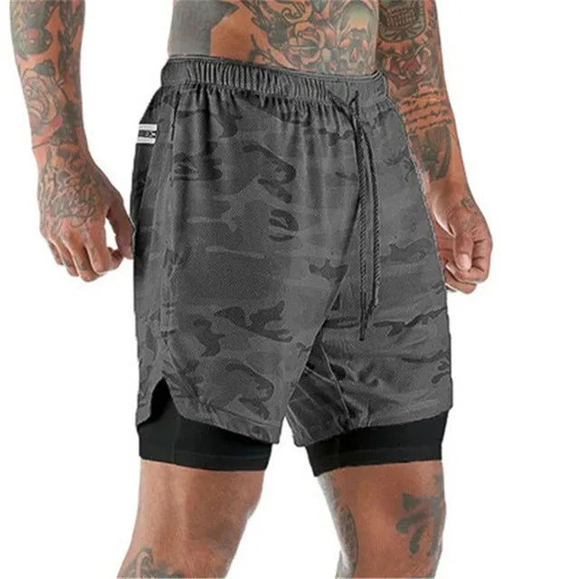R&z - Men Sport Shorts  Sportswear Double-deck Running Shorts