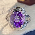 Amethyst Fashion Ring for Women - Purple Diamond Platinum