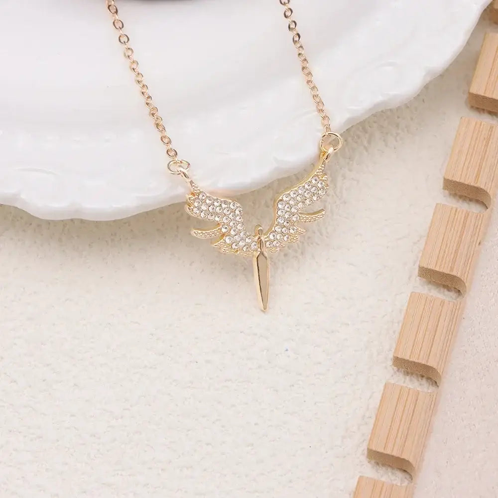 Angel Wings Pendant Necklace for Men Unisex Hip Hop Gothic Punk Clavicle Chain Trendy Classic Gold Silver Neck Jewelry