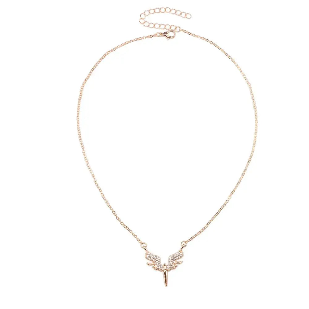 Angel Wings Pendant Necklace for Men Unisex Hip Hop Gothic Punk Clavicle Chain Trendy Classic Gold Silver Neck Jewelry