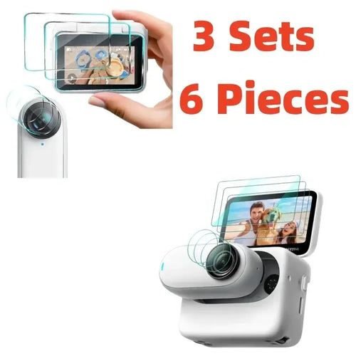 Anti - Shatterproof Hard Tempered Glass Screen + TPU Lens Protector For Insta360 Link 2 Link 2C