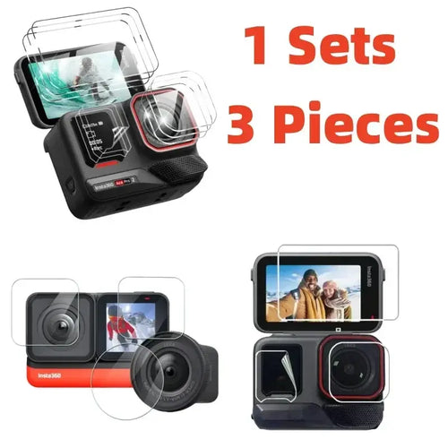 Anti - Shatterproof Hard Tempered Glass Screen + TPU Lens Protector For Insta360 Link 2 Link 2C