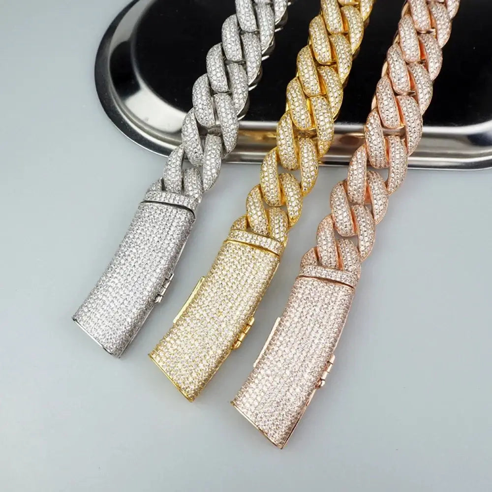 Anztilam 20mm Long Clasp Iced Out Cuban Chain Necklaces for Men Women Bling Zircon Hip Hop Goth Jewelry Drop Shipping