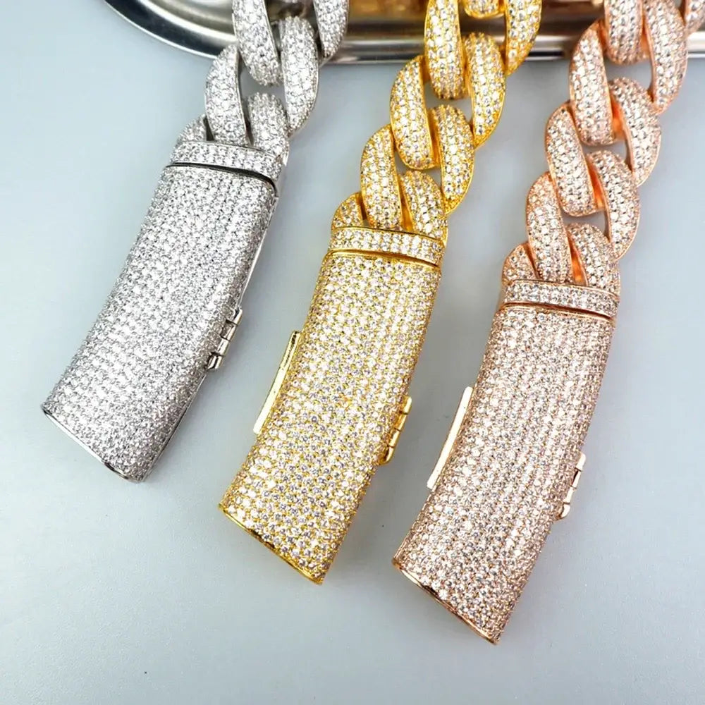 Anztilam 20mm Long Clasp Iced Out Cuban Chain Necklaces for Men Women Bling Zircon Hip Hop Goth Jewelry Drop Shipping