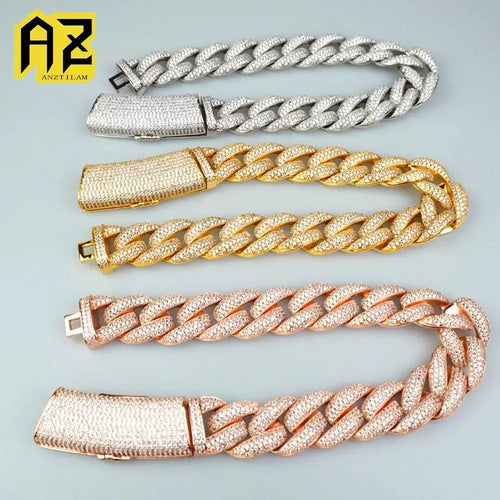 Anztilam 20mm Long Clasp Iced Out Cuban Chain Necklaces for Men Women Bling Zircon Hip Hop Goth Jewelry Drop Shipping
