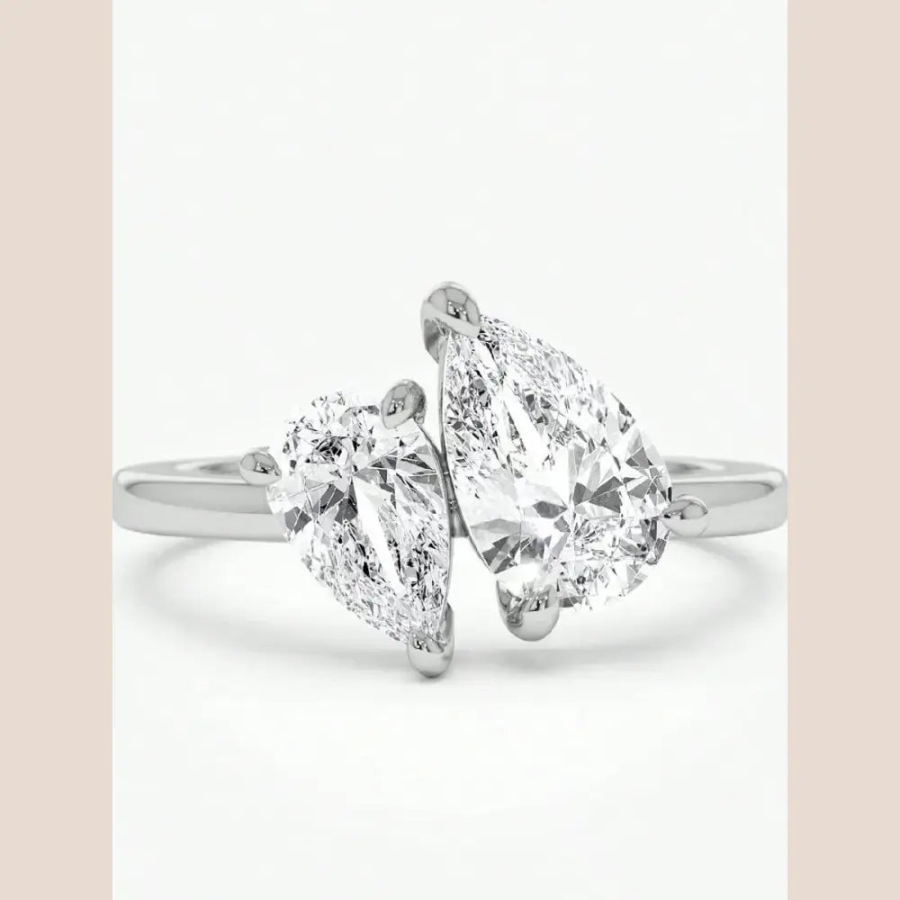Asglam 925 Sterling Silver Simple Classic Zircon Water Drop Ring For Women Engagement Wedding Luxury High Quality Fine