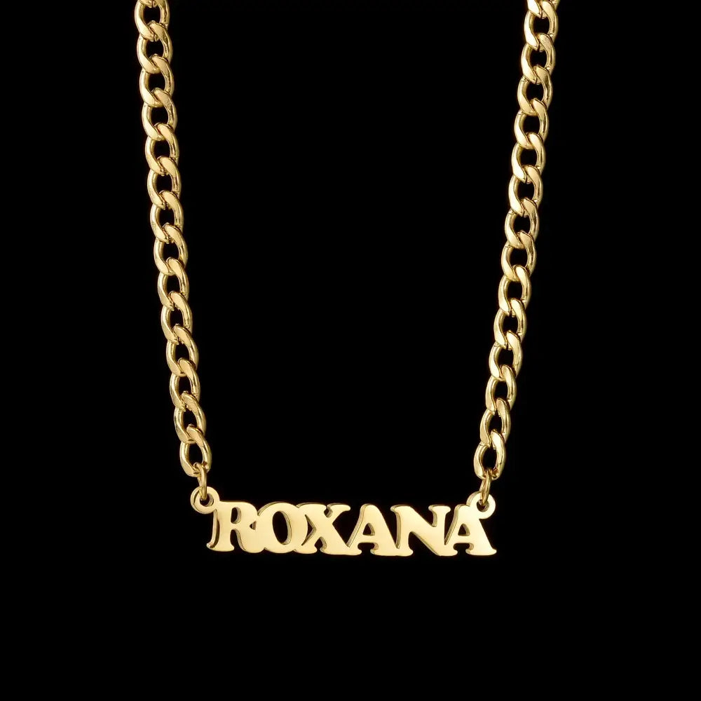 Atoztide Personalized Custom Sideways Name Necklace Stainless Steel for Women Choker Pendant Cuban Chain Birthday
